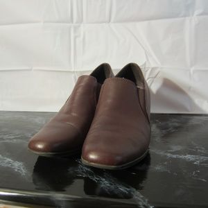 Brown Leather Slip On Shoes w/ 2" Heel